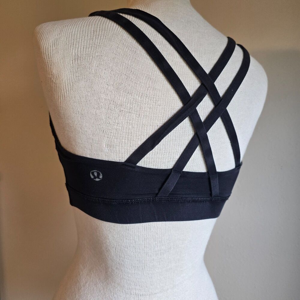 Lululemon Energy Bra Womens 6 black Sports Athletic Strappy Workout Gym